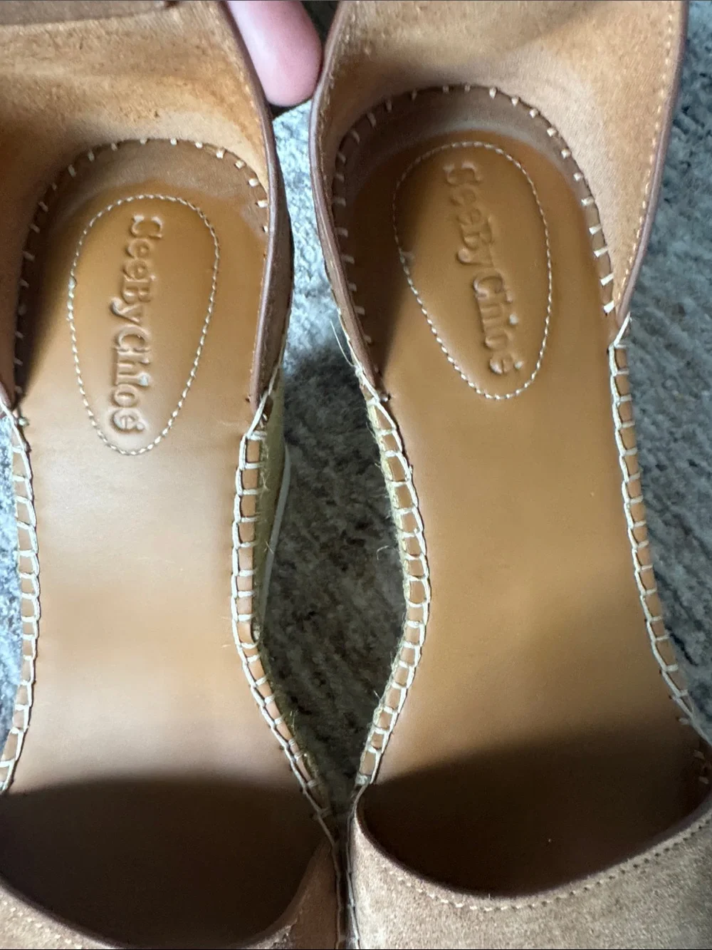 See by Chloé Tan Suede and Leather Espadrille Wedge Sandals